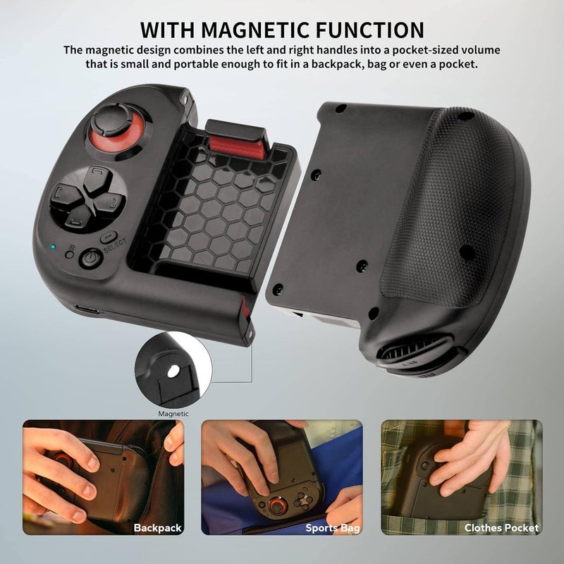 arVin Wireless Gaming Controller for iPhone/iOS/Android with Magnetic Storage, Pocket Size, Portable Bluetooth Gamepad Joystick for iPhone 15/14/13/Samsung Galaxy 22/21/20/Call of Duty Mobile/Genshin - Image 3